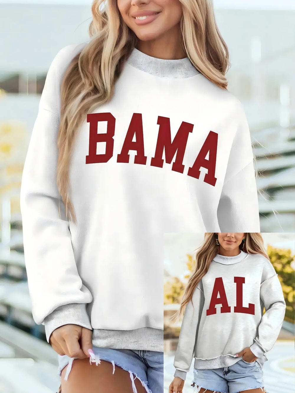 Reversible Game Day Mock Neck Sweatshirt: Light Grey / 65%Polyester+35%Cotton
